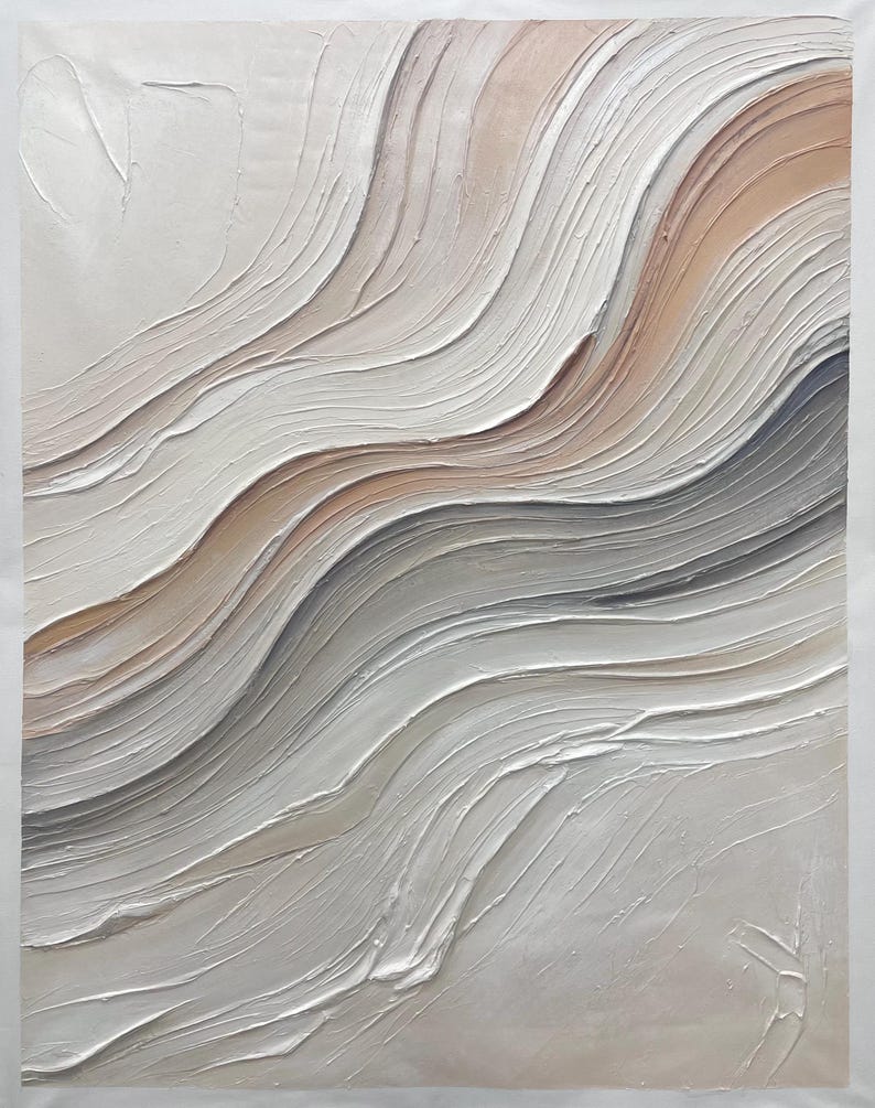 Original Textured Neutral Abstract Oil Painting on Canvas – Hand ...