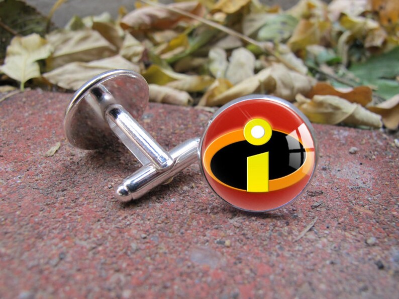 Custom Cufflinks Tie Clip Men Jewlery Gift for Wedding Groom Groomsmen Father Brother Him Dad The Incredibles Symbol Cuff Links