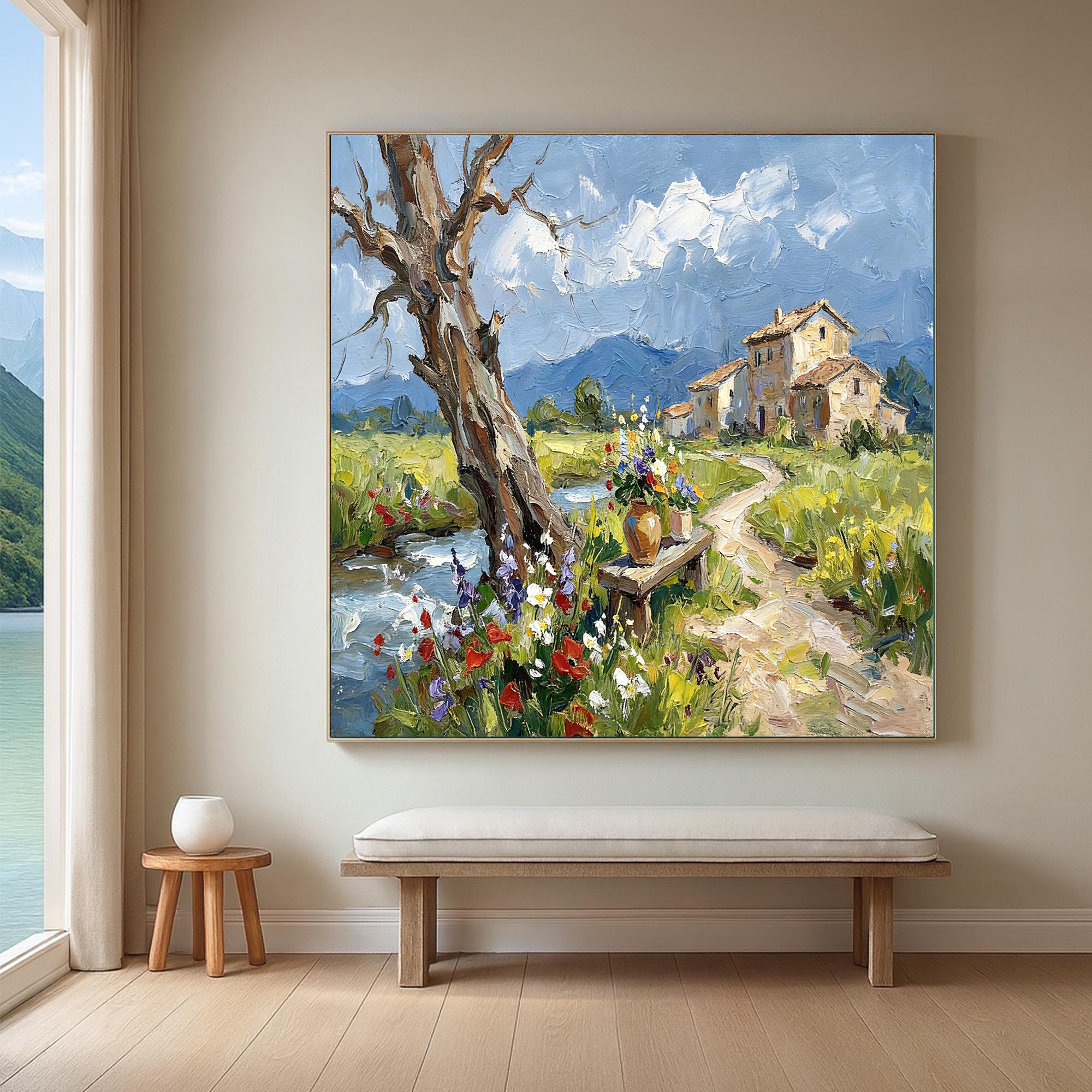 Original Hand Painted Landscape Oil Painting on Canvas， Countryside ...