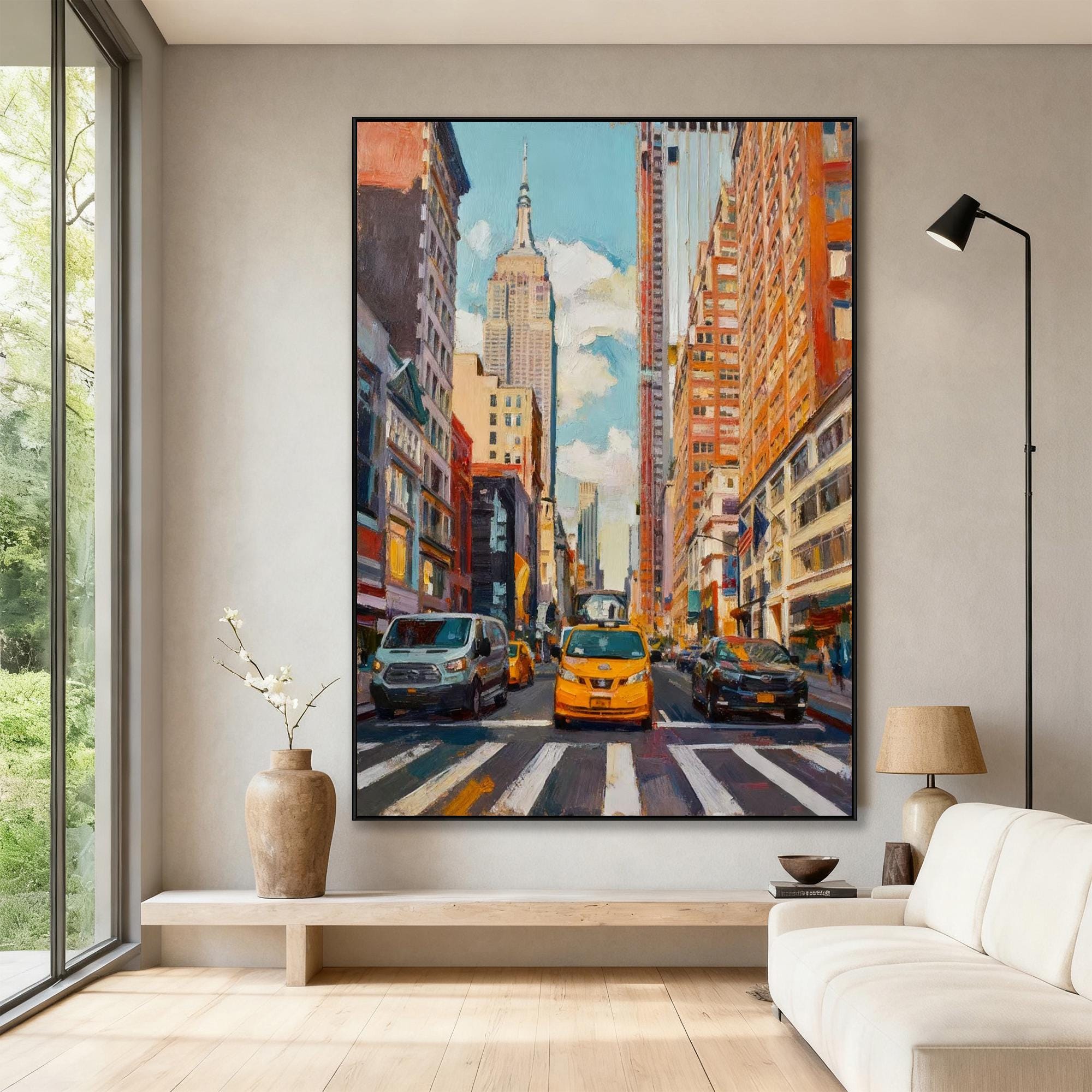 Original Hand-painted New York City Street Oil Painting, Empire