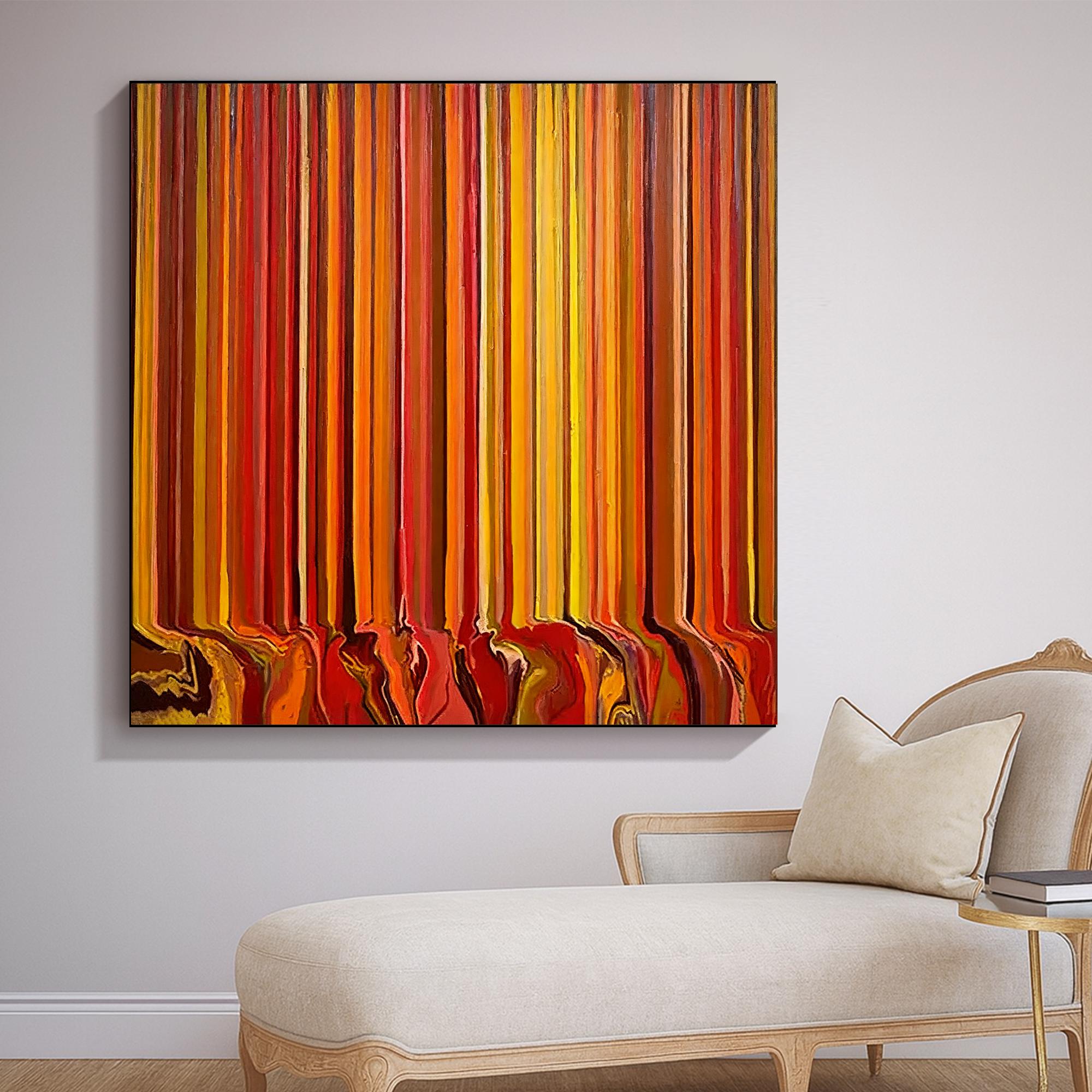 Original Abstract Red Orange Yellow Oil Painting on Canvas,hand Painted ...