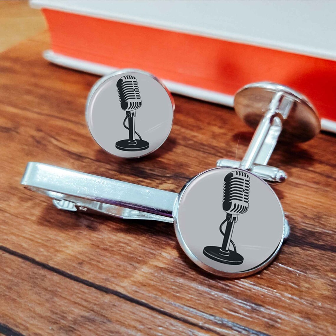 Vintage Microphone Cuff Links Tie Clip Custom Personalized Etsy