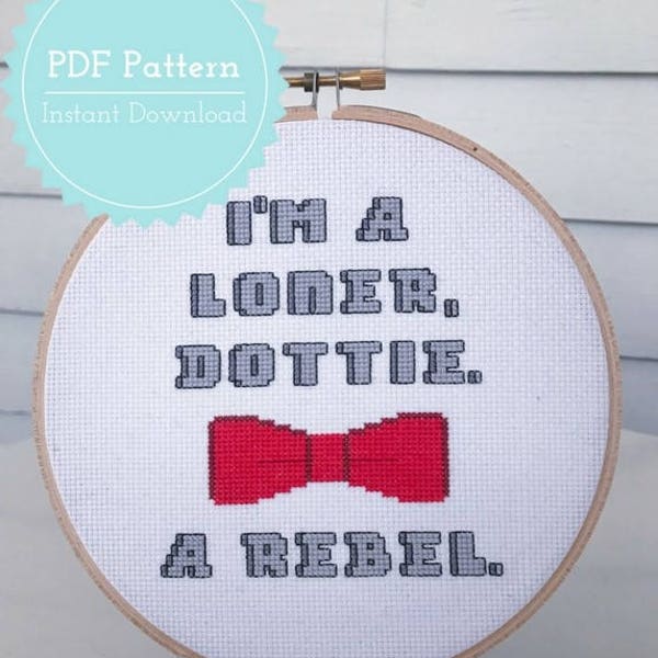 Pee-wee Herman Cross Stitch Pattern PDF - I'm a Loner Dottie, a Rebel