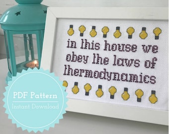 Simpsons Homer Cross Stitch Pattern In This House We Obey the Laws of Thermodynamics