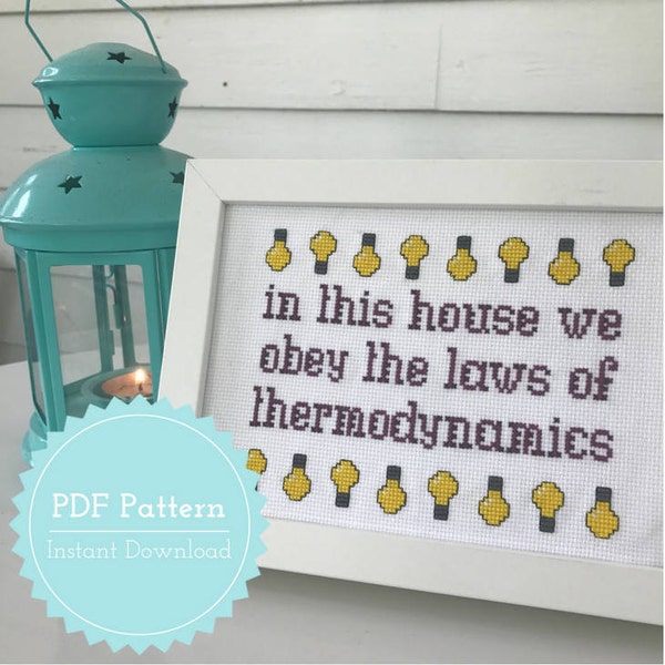 Simpsons Homer Cross Stitch Pattern In This House We Obey the Laws of Thermodynamics