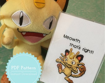 Meowth Pokemon Cross Stitch Pattern PDF