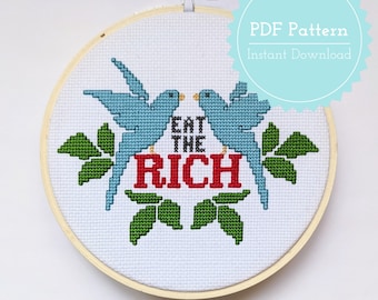Eat the Rich Cross Stitch Pattern PDF
