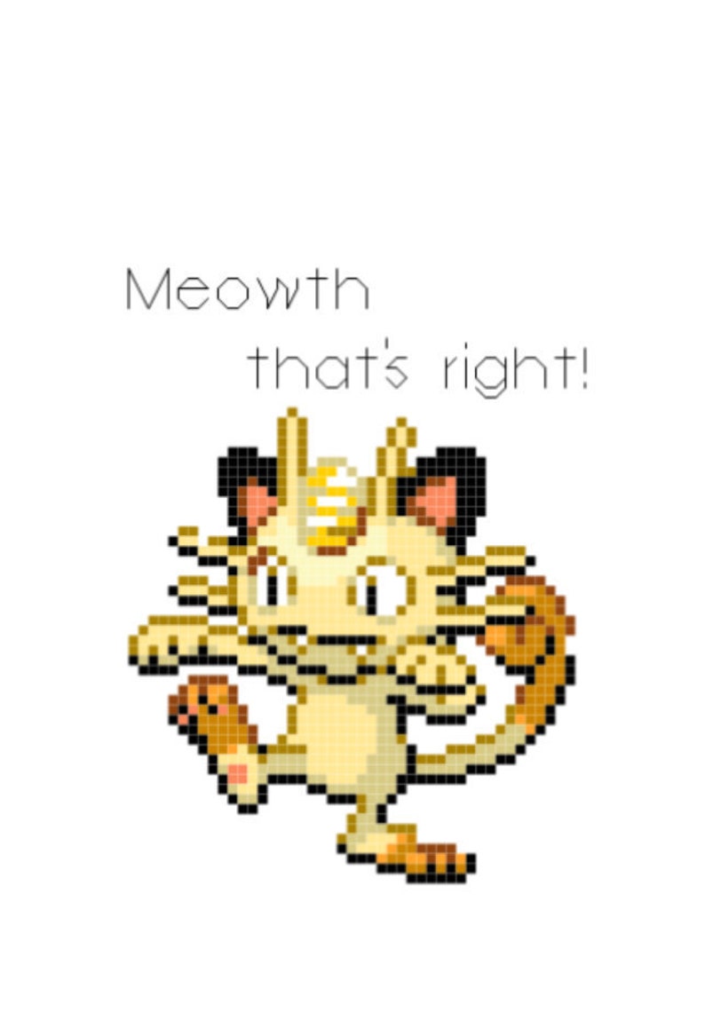 Meowth Pokemon Cross Stitch Pattern PDF image 2