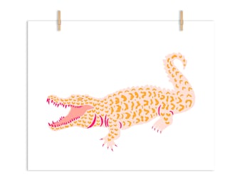 Pink Gator Print Illustration