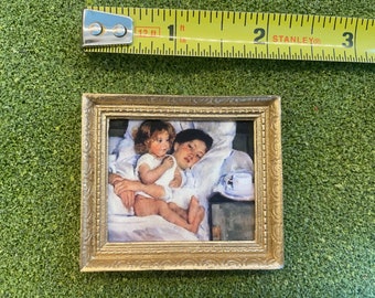 Miniature Mother and Baby Framed Dollhouse Picture