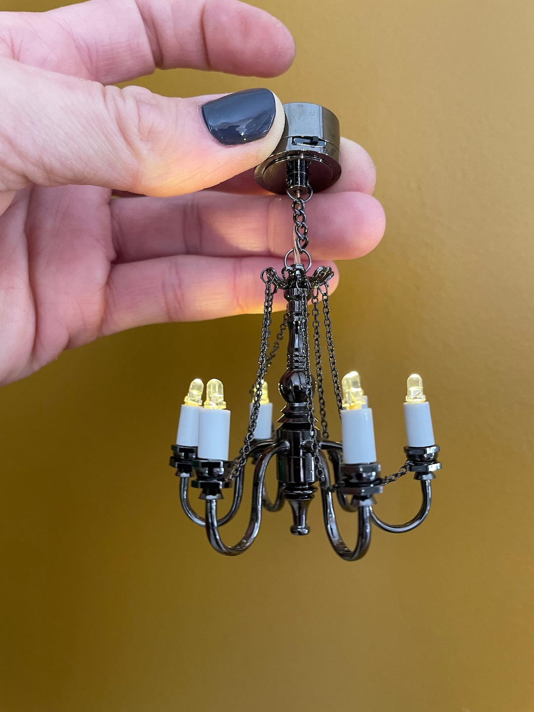 112 Miniature Dollhouse Battery Operated Metal Chandelier Etsy