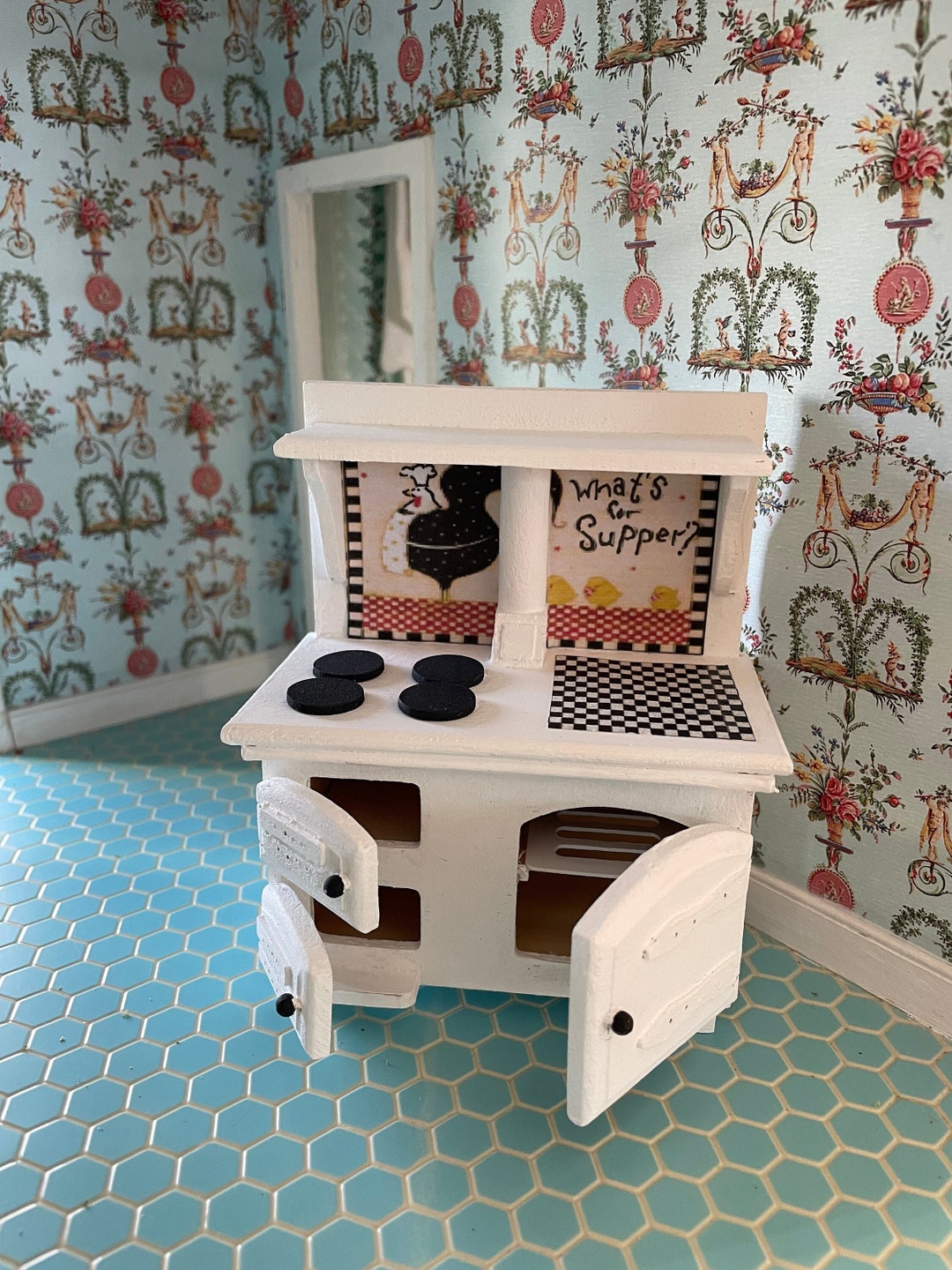 112 Miniature Dollhouse Country Kitchen Stove Etsy