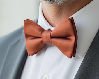 Muszka w kolorze terakoty – Krawaty dla drużbów w kolorze spalonej pomarańczy