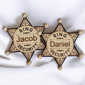 Personalized Ring Bearer Badge for Ring Security Badge, Ring Bearer Security Badge Wedding Signs, Ring Bearer Gift for Ring Bearer Box