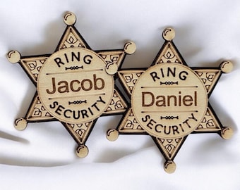 Personalized Ring Bearer Badge for Ring Security Badge, Ring Bearer Security Badge Wedding Signs, Ring Bearer Gift for Ring Bearer Box