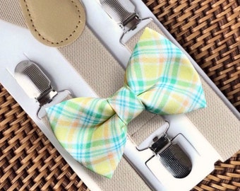 Easter Plaid Bow Tie, Yellow Pastel Bow Tie, Pastel Plaid Bow Tie, Easter Outfit, Bow Tie for Men, Boys, Baby, Toddlers, Easter Bow Ties