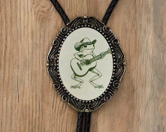 Bolo Tie with Frog Western Wedding Mens Jewelry, Cowboy Jewelry Vintage Bolo Ties for Men Gifts Bola, Groomsmen Gift for Him Western Gifts