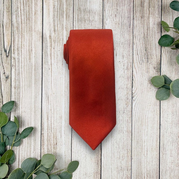 Burnt Orange Necktie for Weddings, Groomsman Gift, Groomsman Proposal, Terracotta Wedding, Burnt Orange Ties for Men,Groomsmen Gift,Neckties