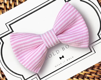 Muszka dla psa z różowego seersuckera, dodatek do obroży dla zwierząt, wiosenny dodatek ślubny, prezent dla zwierzaka w USA