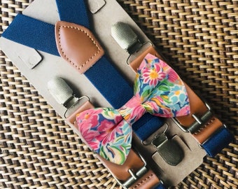 Kentucky Derby Bow Tie, Blue Pink Kentucky Derby Party Bow Ties for Men, Floral Bow Tie for Men Custom Bow Tie, Horse Racing Bowtie