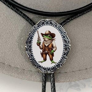 Bolo Tie with Cowboy Frog Western Wedding Mens Jewelry, Jewelry for Men Gifts for Men Gift for Him Western Gifts