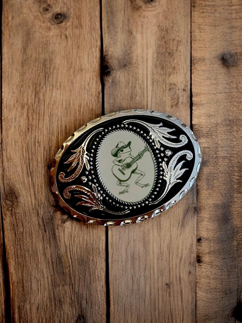 Riemgesp cowboyaccessoire met kikker, westerse riemgesp voor westerse mode, aangepaste riemgesp cadeaus voor hem jubileumcadeau afbeelding 2