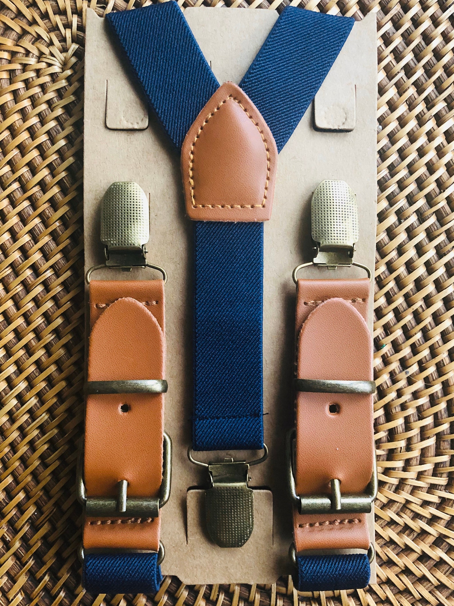 Leather Suspenders Navy Suspenders Buckle Suspenders Ring Etsy