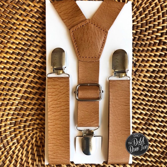 Wedding Suspenders, Leather Suspenders, Mens Suspenders, Groomsmen, Boys Suspenders, Rustic Suspenders, Rustic Wedding, Cognac Suspenders