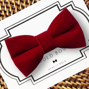 Velvet Red Dog Bow Tie for Collar, Dog Bowtie, Cat Bow Tie, Dog Gift Bowties, Dog Wedding Attire, Christmas, Wedding Dog Ring Bearer