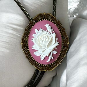 Rose Bolo Tie: Leather Cowboy Necktie, Western Wedding Jewelry