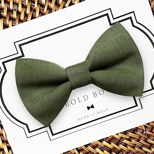 Olive Green Dog Bow Tie, Pet Bowtie for Wedding Collar Accessory