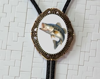 Rustykalny krawat wędkarski Bolo, skórzany, regulowany, męski, prezent dla rybaka w stylu western