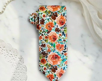 Floral Men's Tie: Wedding Groomsmen Necktie