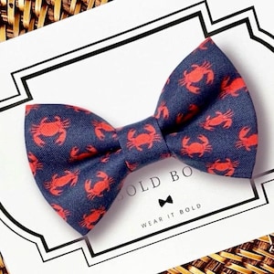 Navy Nautical Dog Bow Tie, Summer Bow Tie for Dogs, Cats, Crabs, Bow Ties, Dog Bow Tie, Dog Accessories, Dog Gift, Dog Lover Gift, Cat Gift