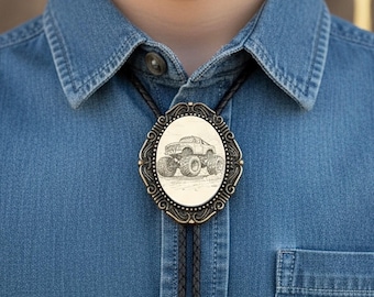 Monster Truck Bolo Tie: leren westernstropdas voor kinderen