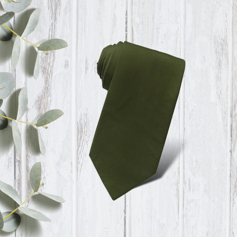 Olive Necktie for Weddings Groomsman Gift Groomsman image 2