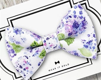 Purple Hydrangea Dog Bow Tie Cat Bowtie Floral Wedding Pet Collar Accessory