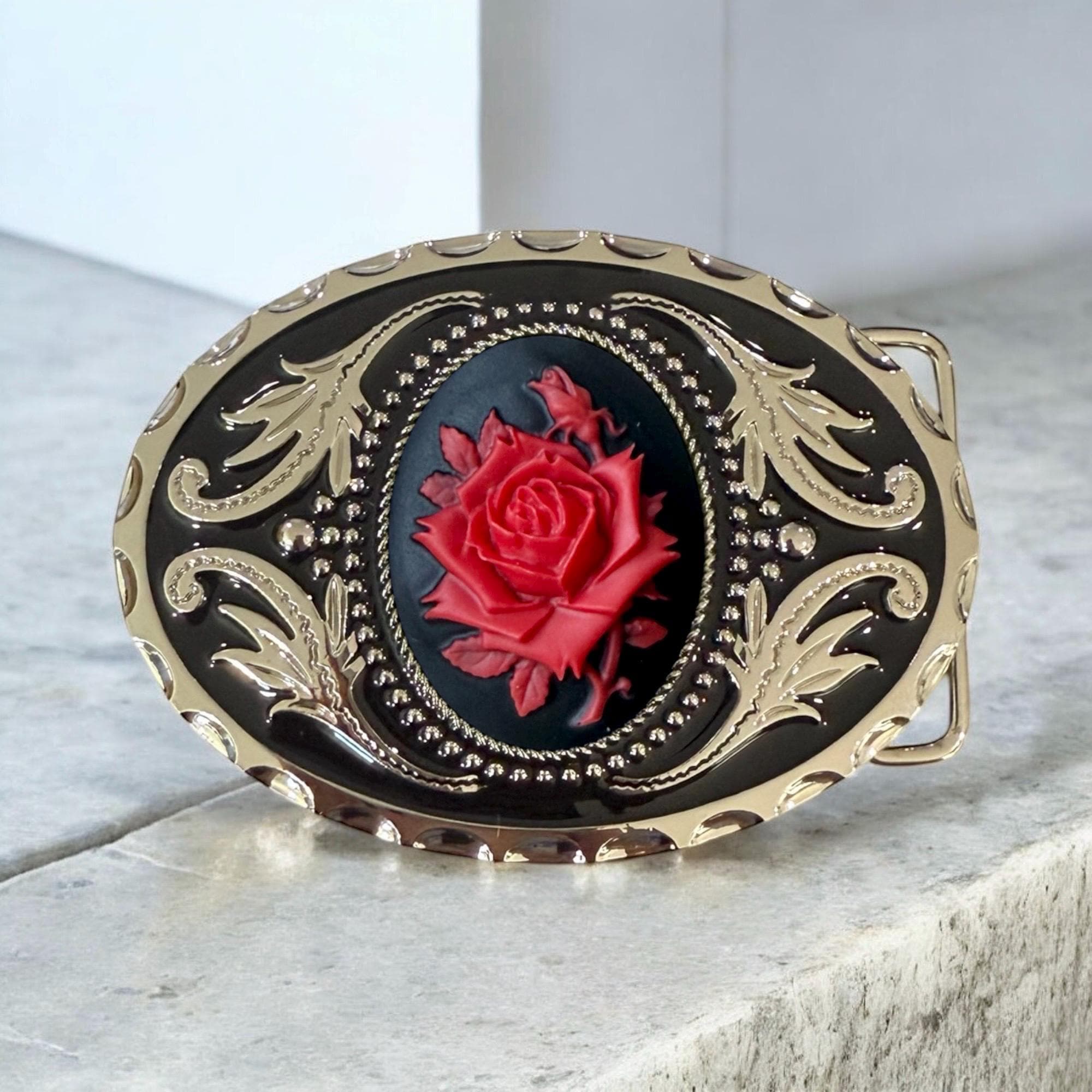 赤と黒のローズベルトバックル：ウエスタンロデオアクセサリー - Etsy 日本