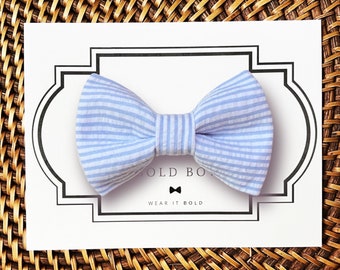 Dog Bow Tie, Blue Seersucker Dog Bowtie, Dog Accessories, Dog gifts, Dog Wedding Dog Collar, Dog Clothes, Dog Gift, Gifts for Dog Lovers