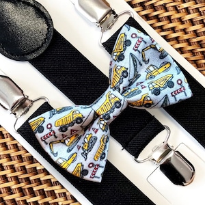 Construction Birthday Bow Tie & Suspenders, Construction Birthday Party, 2nd Birthday Party, 1st Birthday, Construction Party Toddler Bowtie