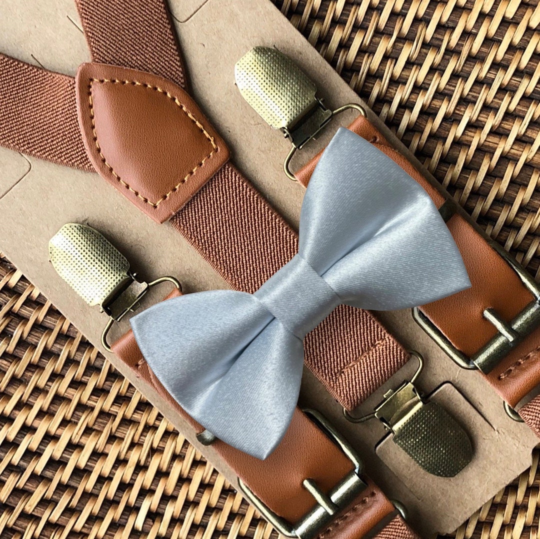Dusty Blue Bow Tie & Suspenders Blue Bow Ties for Men Ring Etsy