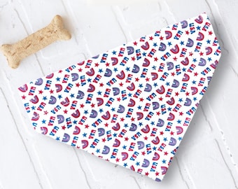 4th of July Dog Bandana for Independence Day, USA Patriotic Pet Bandana Fourth of July, Red White and Blue American Flag Pet Accessories