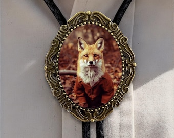 Fox Bolo Tie for Men and Women Bolo Ties for Cowboy Western Jewelry Leather, Vintage Style Western Gifts String Tie Men Neckwear