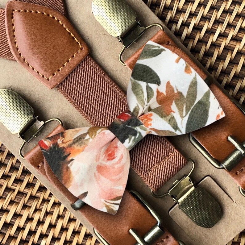 Autumn Floral Bow Tie & Suspenders Bow Ties for Ring Bearer Etsy