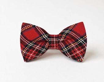 Christmas Dog Bow Tie or Cat Bowtie | Red Tartan Plaid Christmas Collar Accessory