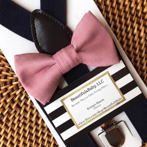 Fliege und Hosenträger in Altrosa für Kleinkinder und Herren – Mauve-Rosa – Hochzeitsoutfit