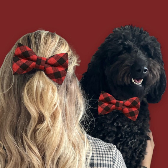 Red Buffalo Plaid Dog Bow Tie, Bow Tie for Dogs, Cats, Pets, Bowtie, Bow Ties, Valentines Day Dog Bow Tie, Red Bow Tie, Buffalo Check