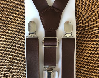 Leather Suspenders, Brown Leather Suspenders, Mens Suspenders, Groomsmen Suspenders,  Boys Suspenders, Rustic Suspenders, Rustic Wedding