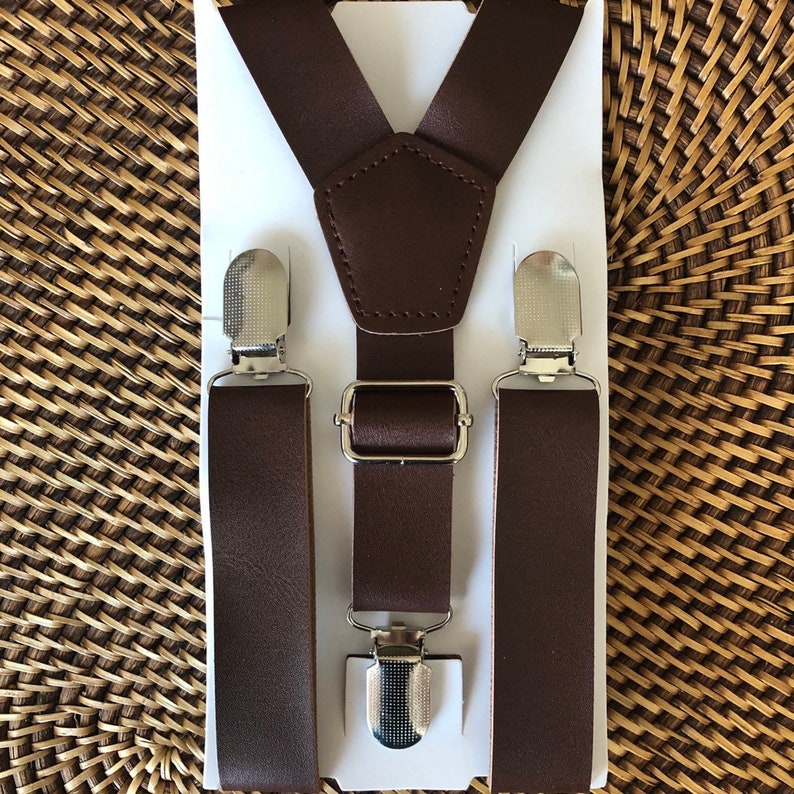 Boys Suspenders Rustic Suspenders Rustic Wedding Groomsmen Suspenders Leather Suspenders Mens Suspenders Brown Leather Suspenders