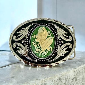 Boucle de ceinture verte muguet pour boucles de ceinture country Western Accessoires de rodéo Cadeau, cadeaux faits main pour lui, cow-boys, cadeaux pour elle